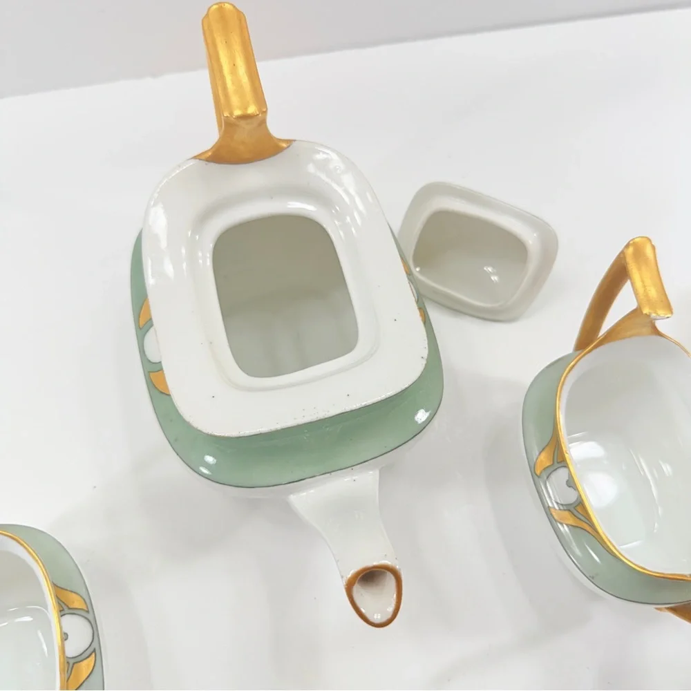 ANTIQUE P&P Limoges France & Bavaria Germany‎ Mismatch ART DECO TEA SET, Teapot